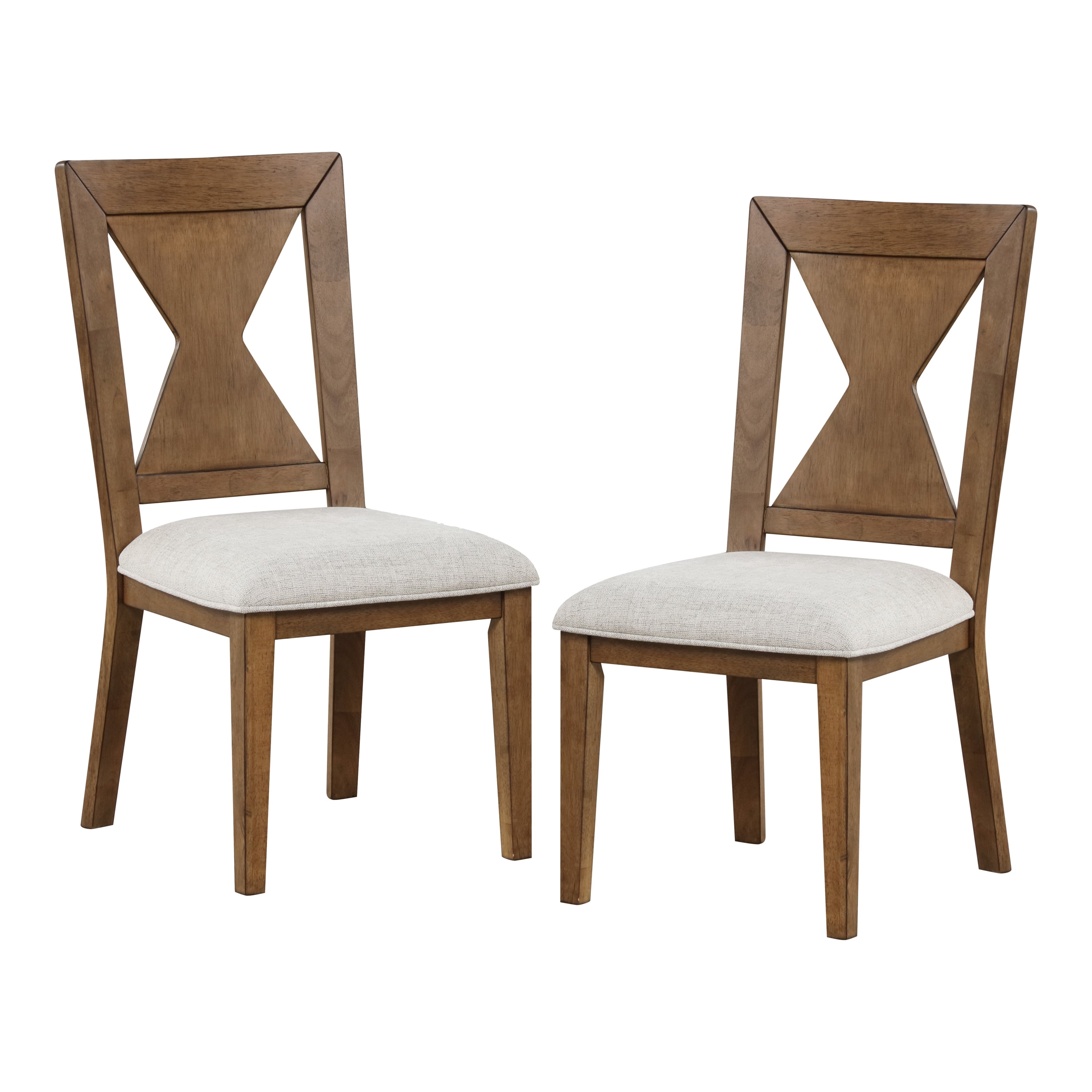 Furniture of America Reymo Farmhouse Padded Dining Chairs, Rustic Oak (Set of 2)