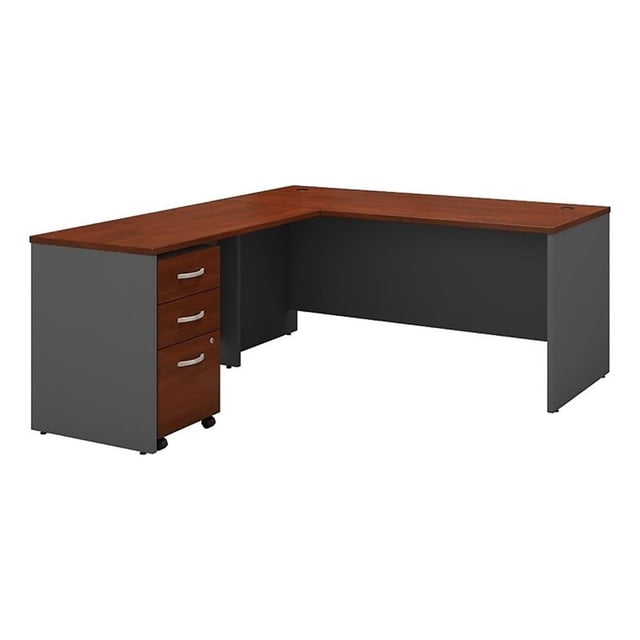Carell Furniture Transitional Engineered Wood Desk with File Cabinet in Gray