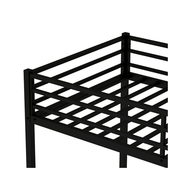 Metal Twin over Twin Bunk Bed/ Heavy-duty Sturdy Metal/ Noise Reduced/ Safety Guardrail/,Black