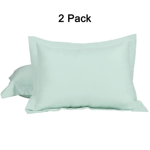 2 Pack Pillow Shams 1800 Microfiber Oxford Pillowcases Spa Blue