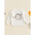 thumbnail image 2 of Suealasg Baby Boy Girl Knit Sweater Long Sleeve Cow Embroidery Chunky Pullover Sweater 6M 1T 2T 3T Toddler Boy Girl Fall Winter Warm Sweater, 2 of 7