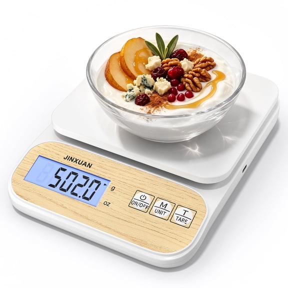 JINXUAN Digital Kitchen Scale 5kg/11lb, 0.1g High Precision Food Scale , kitchen scales for Food Digital Weight Grams and Ounces, Backlit LCD, Tare & Auto-Off for Baking, Cooking, Meal Prep
