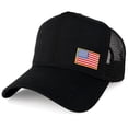 thumbnail image 1 of AC Racing USA American Flag Patch Snapback Trucker Mesh Cap - Black, Small Yellow Side, 1 of 4