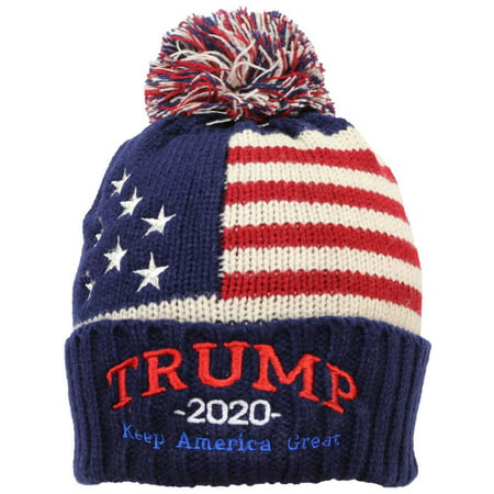 Best Winter Hats Adult US Flag Embroidered Trump 2020 Keep America Great Beanie -