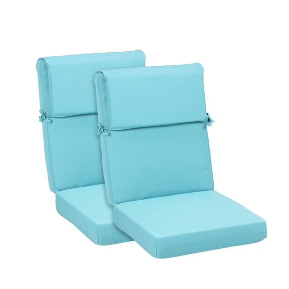 BPS 20x20x4 Inch Outdoor Chair Cushions Set of 2, High Back Patio Seat Cushion for Dining, Blue