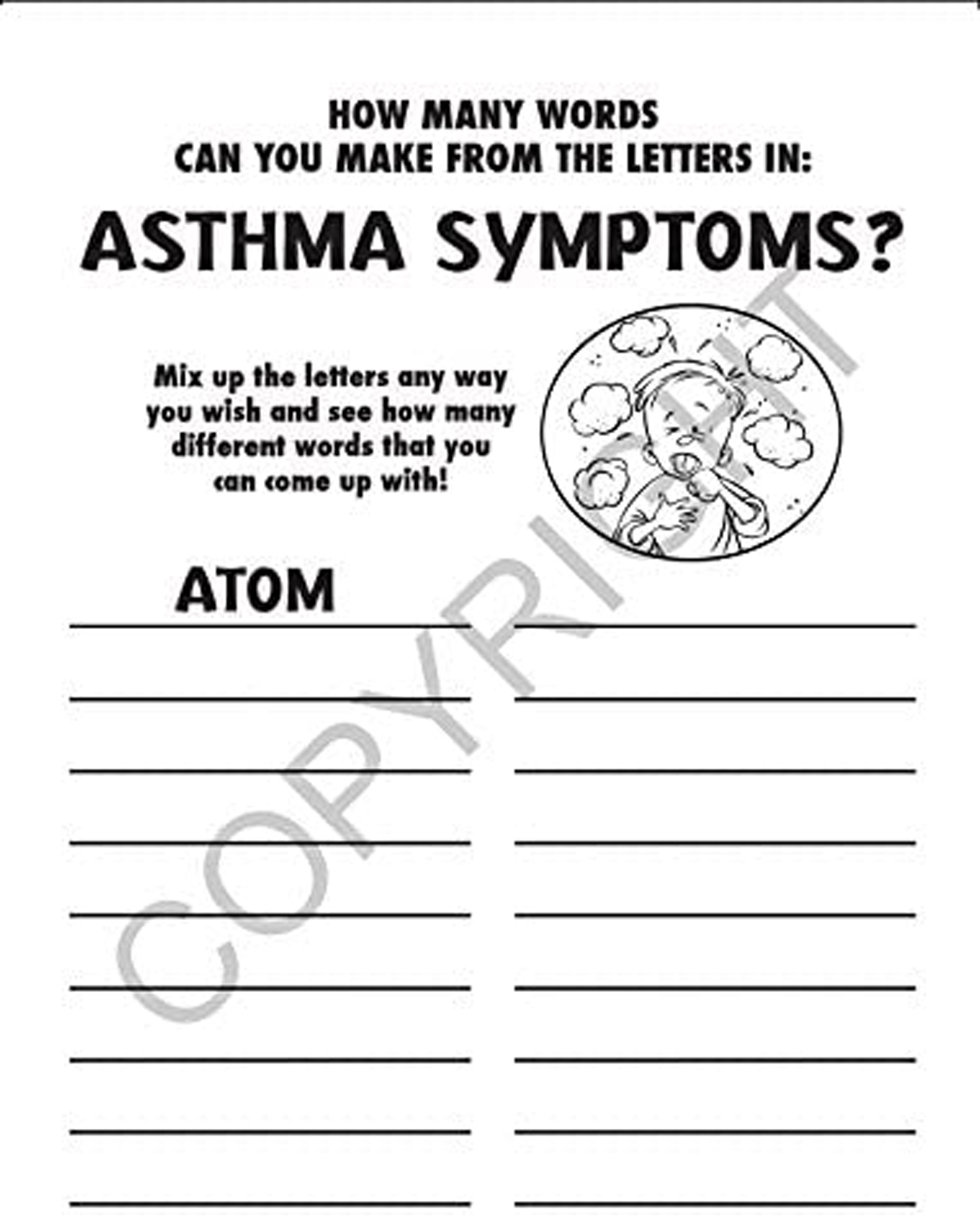 25 Pack - Winning With Asthma Kid's Educational Coloring & Activity Books