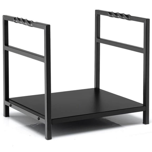 Spaco Firewood Log Rack with Unique Handle and Raised Feet, Firewood Holder with Heavy-duty Steel Construction, Black