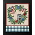 thumbnail image 2 of Deming, Bernadette 12x14 Black Modern Framed Museum Art Print Titled - Patriotic Saltbox House Wreath, 2 of 5