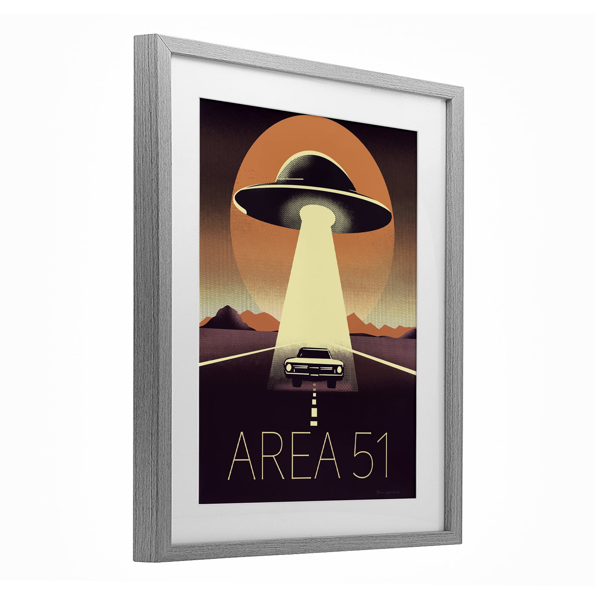 Stupell Industries Abduction On The Road Gray Framed Print Under Glass, design by Omar Escalante