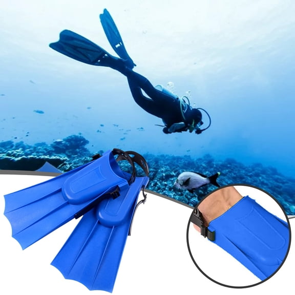 1 Pair Diving Short Flippers Swimming Training Fins Lightweight Flippers(Blue) Diving