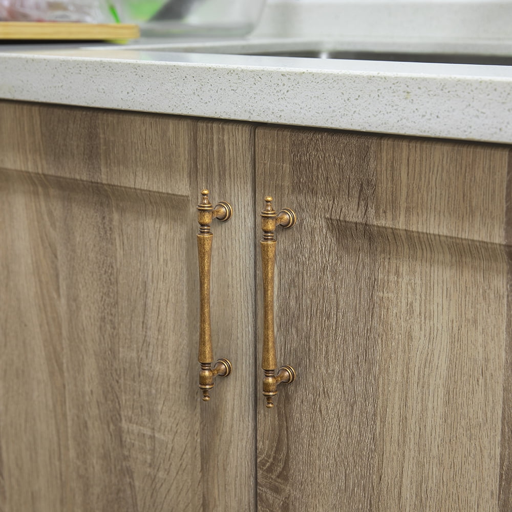 Goo-Ki Antique Brass Cabinet Handles of 5''(128mm) Hole Center, Zinc Alloy Cabinet Pulls for Drawer,Dresser,Cupboard Wardrobe,12 Pack