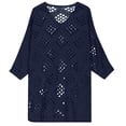 thumbnail image 6 of Fewfanhot Women Crochet Hollow‑Out V‑Neck 3/4 Sleeve Top, Loose Knit Casual Pullover Blouse for Ladies, 6 of 7