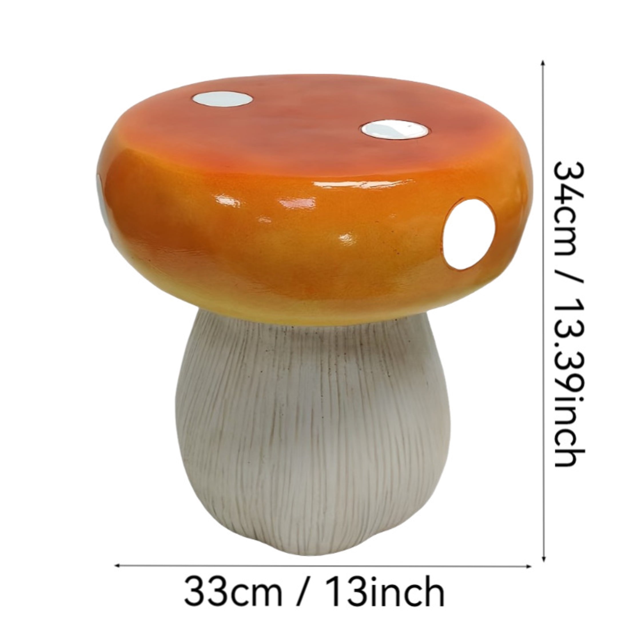 Noble House Art Mushroom Stool, Cute Fairy Decorative Statue, Outdoor Creative Figurine Seat for Patio, Garden, Orange