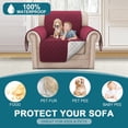 thumbnail image 2 of Recliner Chair Covers, 100% Waterproof Sofa Covers Chair Cover Slipcover Couch Protector Triple Non-Slip Sofa Slipcover for 1 Cushion Furniture Protector for Pets, Kids, Dog (23", Burgundy), 2 of 6