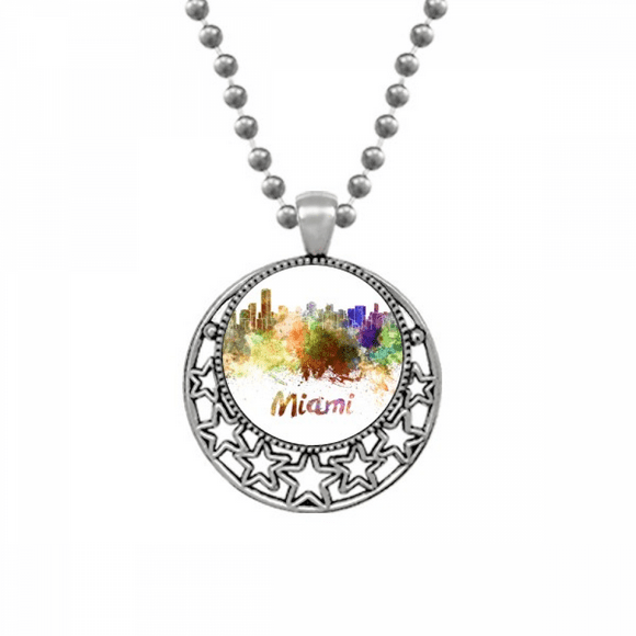 Mia America City Watercolor Necklaces Pendant Retro Moon Stars Jewelry