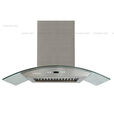 Non Greasy Light - XtremeAir , 30 wide, 900 CFM, LED lights, Both Side accessible Controls, Baffle Filters W/ Grease Drain Tunnel, 8.0mm Capony Temper Glass, Island Mount Range Ho