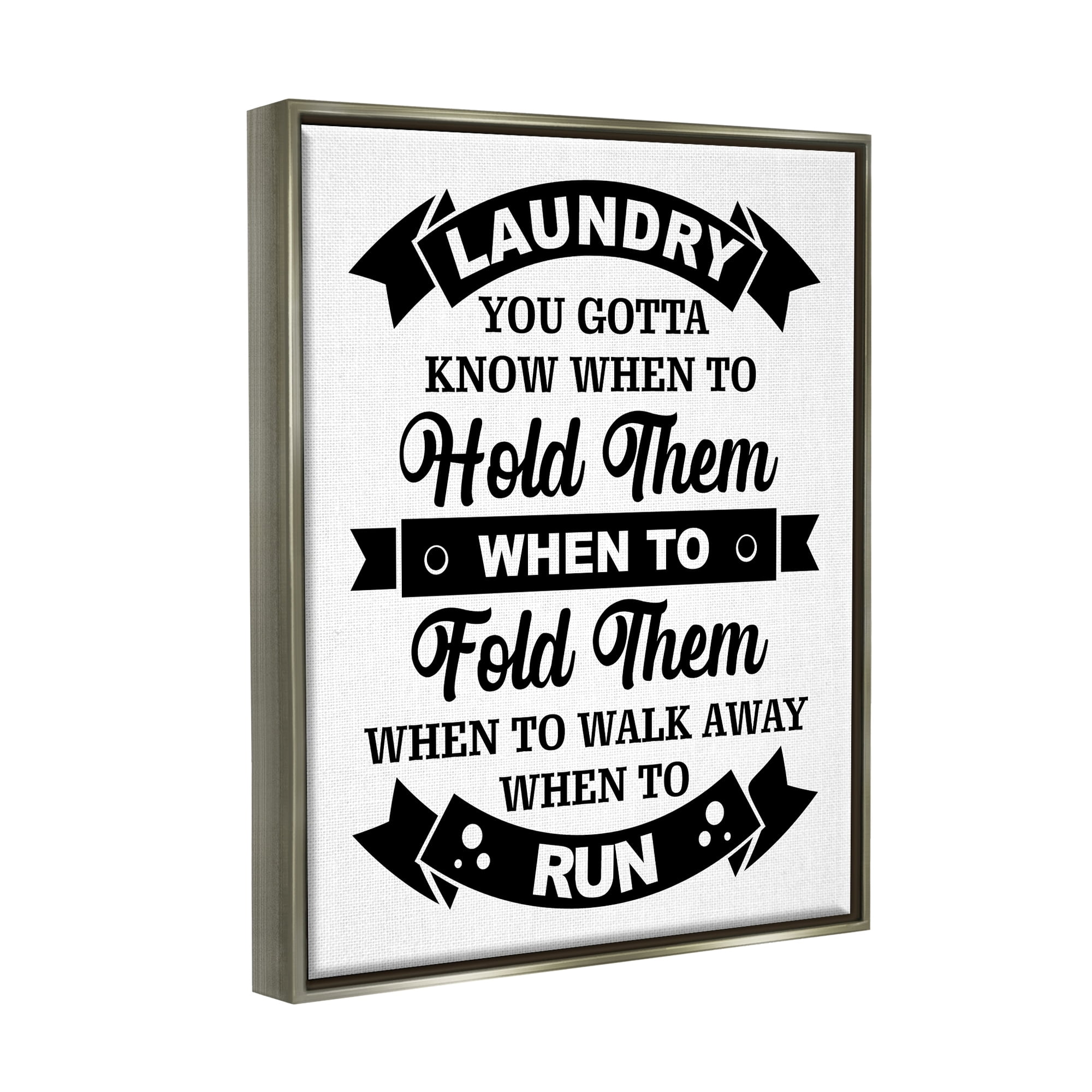 Stupell Industries Laundry Room Vintage Style Text Phrase Banners Graphic Art Luster Gray Floating Framed Canvas Print Wall Art, Design by Lettered and Lined