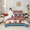 thumbnail image 4 of Manfei Southwestern Aztec Geometric Bedding Comforter Set,Rustic Western Cattle Hide Twin Comforter Sets,Red Blue Stripe Triangle Bedding Set For Adult,Microfiber Bedroom Decor Reversible,2-Piece, 4 of 8