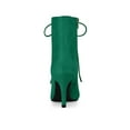 thumbnail image 2 of BLISSFUL STEP Women's Ankle Boots Faux Suede Lace Up Pointed Toe Stiletto Heel Ankle Booties Emerald Green 8, 2 of 7