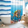 thumbnail image 5 of No Hook Shower Curtain, Funny Diving Tiger Shower Curtains for Bathroom with See Through Top Window, Ocean Sea Coastal Coral Fish Marine Life Waterproof & Washable Bath Curtain Narrow 54"x78", 5 of 9