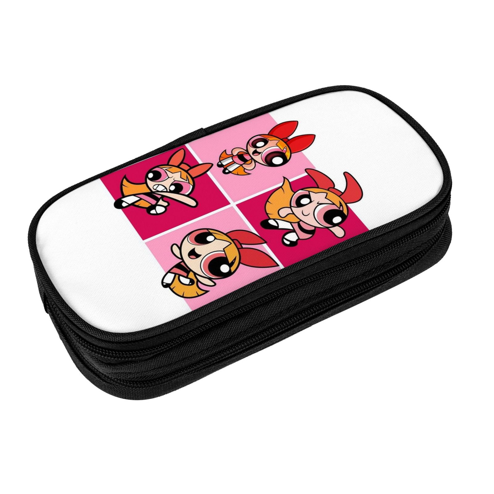 The Powerpuff Gi-rls Pencil Case Large Capacity Pencil Pouch Penbag Office Stationery Organizer Travel Makeup Bag Black