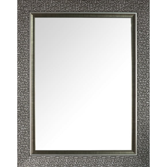 Mirrorize Canada, Mosaic Frame Wall Mirror 27"x35" Large Long Silver Brown Accent Decorative Rectangle Hanging Modern Mirrors for Vanity Bathroom Entryway Bedroom