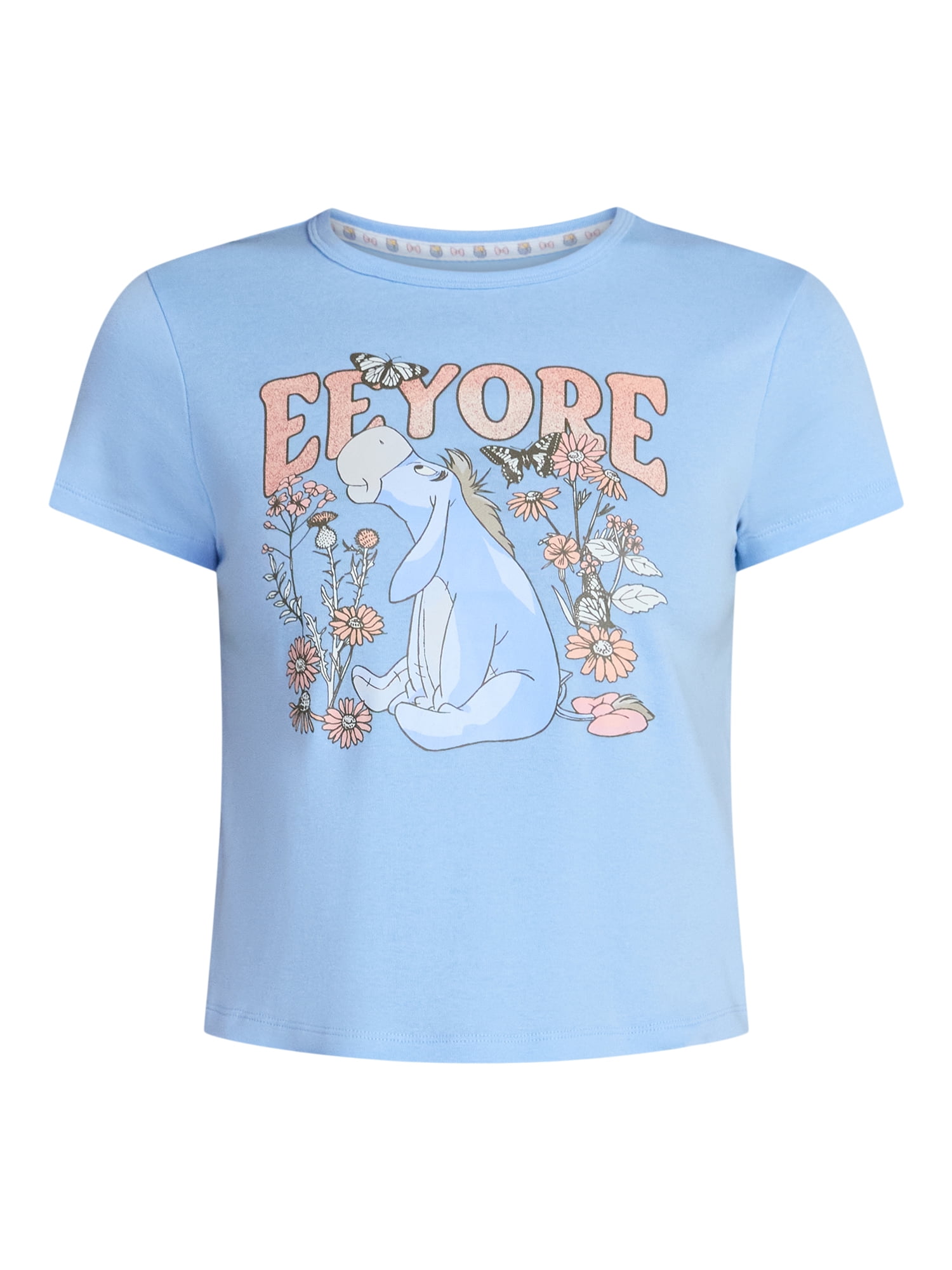 Disney Eeyore Women's Floral Graphic Baby Tee, Sizes XXS-XXL