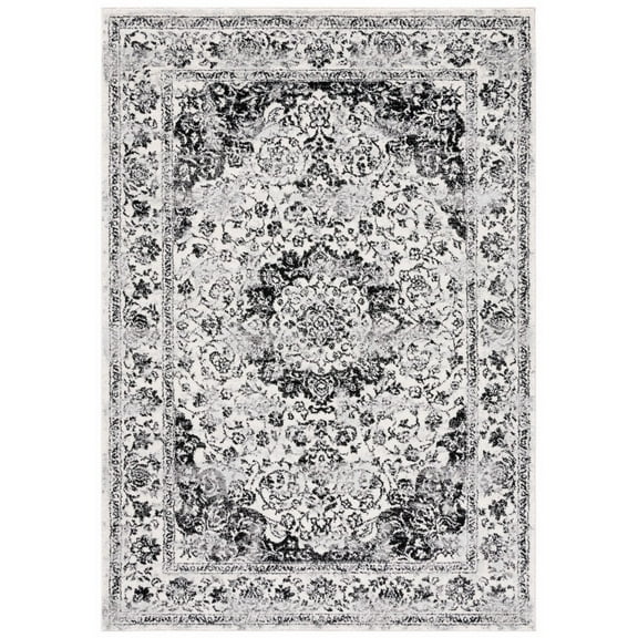 SAFAVIEH Tulum Braganza Traditional Area Rug, 5'3" x 7'6", Ivory/Black