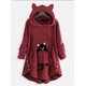 thumbnail image 1 of Sudadera con capucha holgada para mujer, jersey de manga larga con botones y estampado de gato de dibujos animados, ropa de casa informal, Invierno, 1 of 5