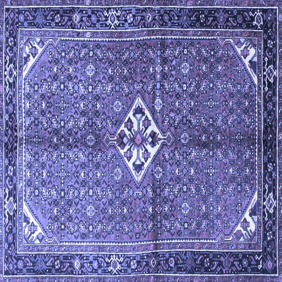 Ahgly Company Machine Washable Indoor Square Persian Blue Traditional Area Rugs, 5' Square