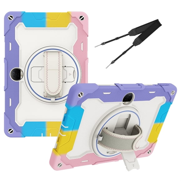 XYX 3in1 Rotating Stand Case for Honor Pad 9/Honor Tablet 9 HEY2-W09 12.1 inch with Hand/Shoulder Strap, Shockproof Rugged, Colorful Pink