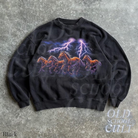 Thunder Horses Sweatshirt | Vintage Lightning Wild Mustang Pullover