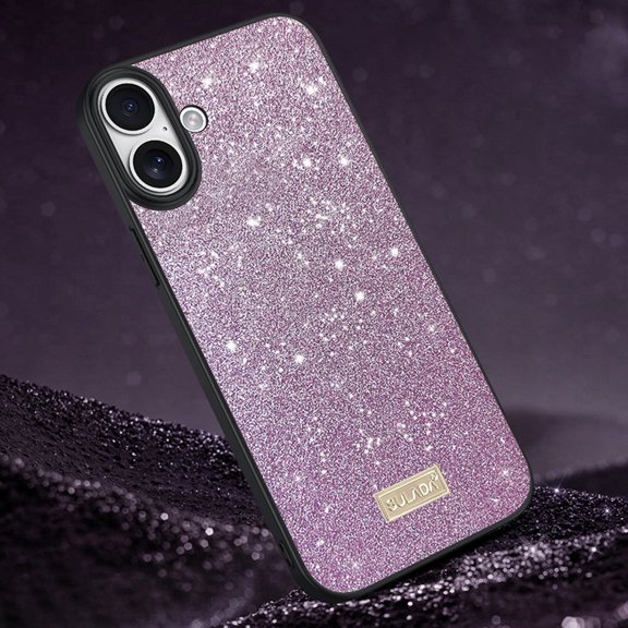 Allytechgroup Glitter Bling Case for Apple iPhone 16, Luxury Stylish Back Cover Slim Fit Bumper Shockproof Anti-Scratch Phone Case for Women Girls, Purple
