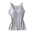 thumbnail image 2 of tasrioml Women's Tank Top with Built-in Shelf Bra Casual Wide Strap Camisole Yoga Shirts Summer Basic Padded Workout Undershirt, 2 of 8