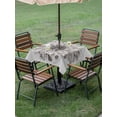 thumbnail image 5 of Square Outdoor Tablecloth with Umbrella Hole Vintage Spring Floral Outside Table Cloth Waterproof Patio Table Cover Elegant Flowers Retro Art Zipper Tablecloths for Picnic Party Camping 54x54 Inch, 5 of 8