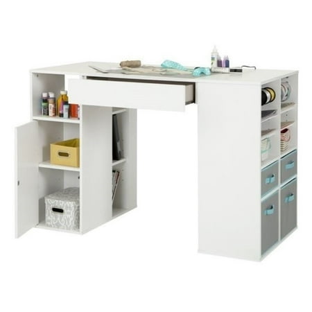 Bowery Hill Storage Craft Table In White Walmart Com Walmart Com