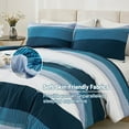 thumbnail image 4 of Navy Blue California King Comforter Set - 3 Pieces Cal King Oversized Lightweight Summer Colorblock Stripe Bedding Set (104x96In, 2 Pillowcases), 4 of 14