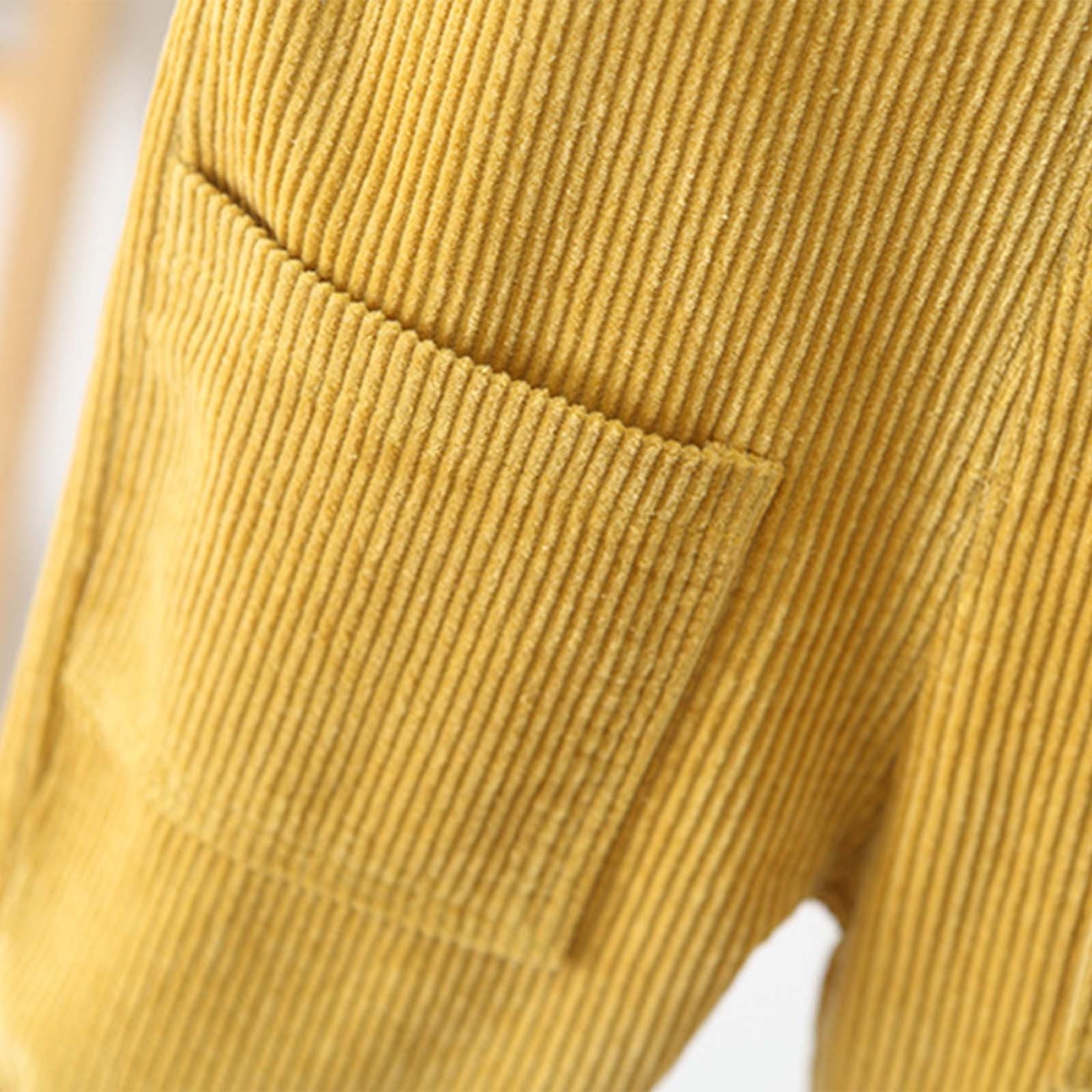 Ulitacool Romper For Boys 12-18 Months Round Neck Corduroy Onesies Overall With Adjustable Straps And Convenient Snap Closure Sleeveless Jumpsuit Versatile Clothes Yellow