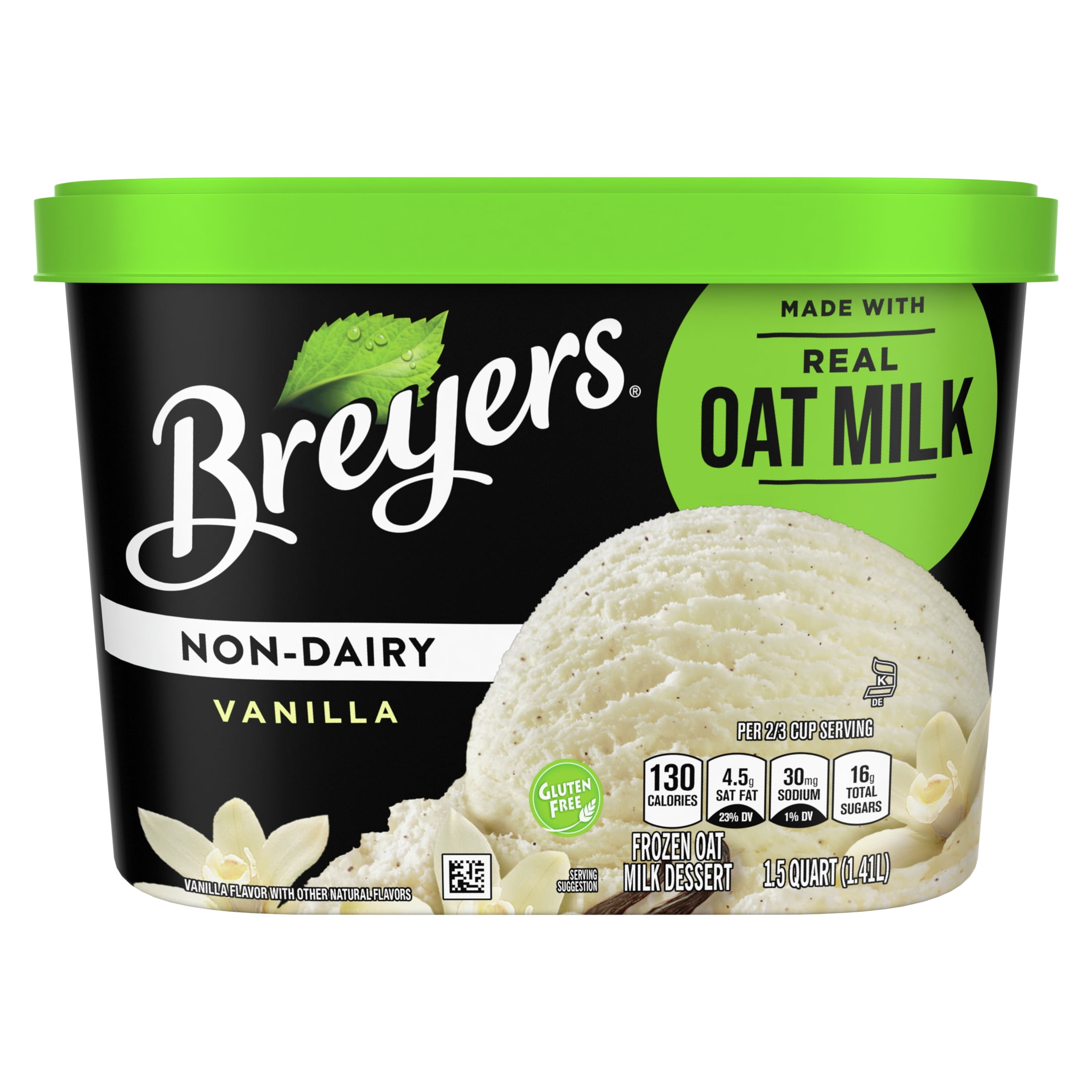 Breyers Non-Dairy Vanilla Ice Cream, Made with Real Oat Milk, 48 oz