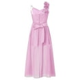 thumbnail image 4 of YONGHS Kids Flower Girls One Shoulder Romper Dress Chiffon Lace Ball Gown, 4 of 7