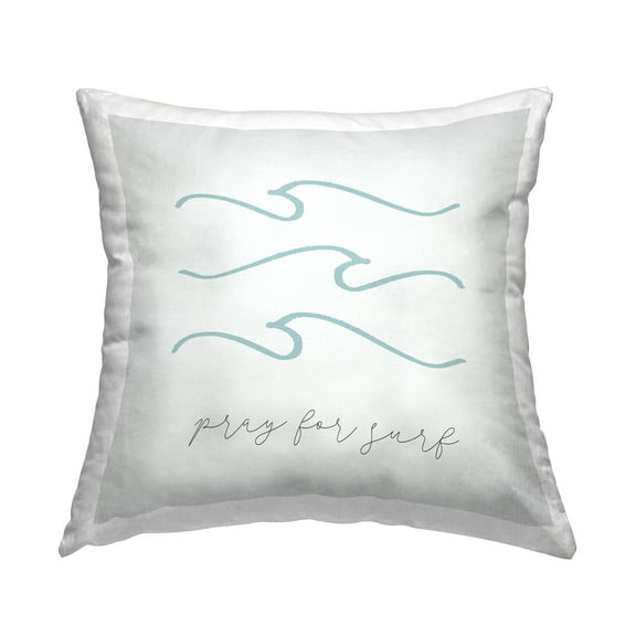 Stupell Industries Pray for Surf Nautical Beach Phrase Tranquil Waves Coastal Off-White,18 x 7 x 18 Decorative Pillows