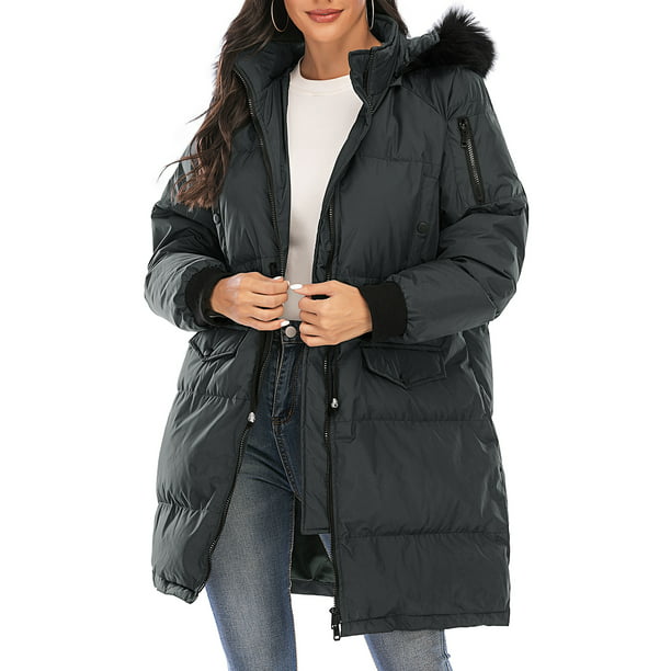 YouLoveIt Women Winter Long Coat Zipper Hoodie Long Jacket