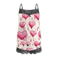 thumbnail image 5 of XUNKUSGA Valentine's Day Pajama Sets for Women 2 Piece Fashion Lace Womens Pajama Sets Classic Heart Print Women's Sleepwear Stretchy Soft Sleeveless Tank Tops Splicing Shorts Casual Set S-2XL Brown, 5 of 5