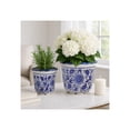 thumbnail image 4 of Decorative Chinoiserie Flower Pots for Home Décor - Elegant Ceramic Plant Pots for Outdoor and Indoor Plants - Garden Accent for Living Room, Entryway, or Patio - Set of 2, 8", 7", Blue & White, 4 of 11