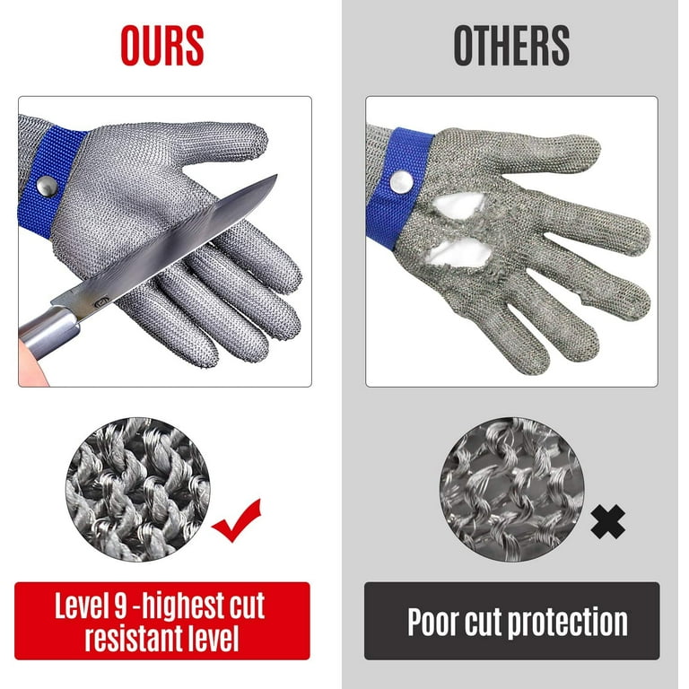 1 Pair Cut Resistant Gloves Stainless Steel Wire Metal Mesh