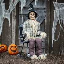 29 1/4" x 47 1/4" Animated Scarecrow on Rocking Chair Halloween Decoration