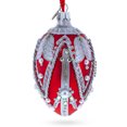 thumbnail image 2 of Silver Ropes on Red Glass Egg Christmas Ornament 4 Inches, 2 of 5