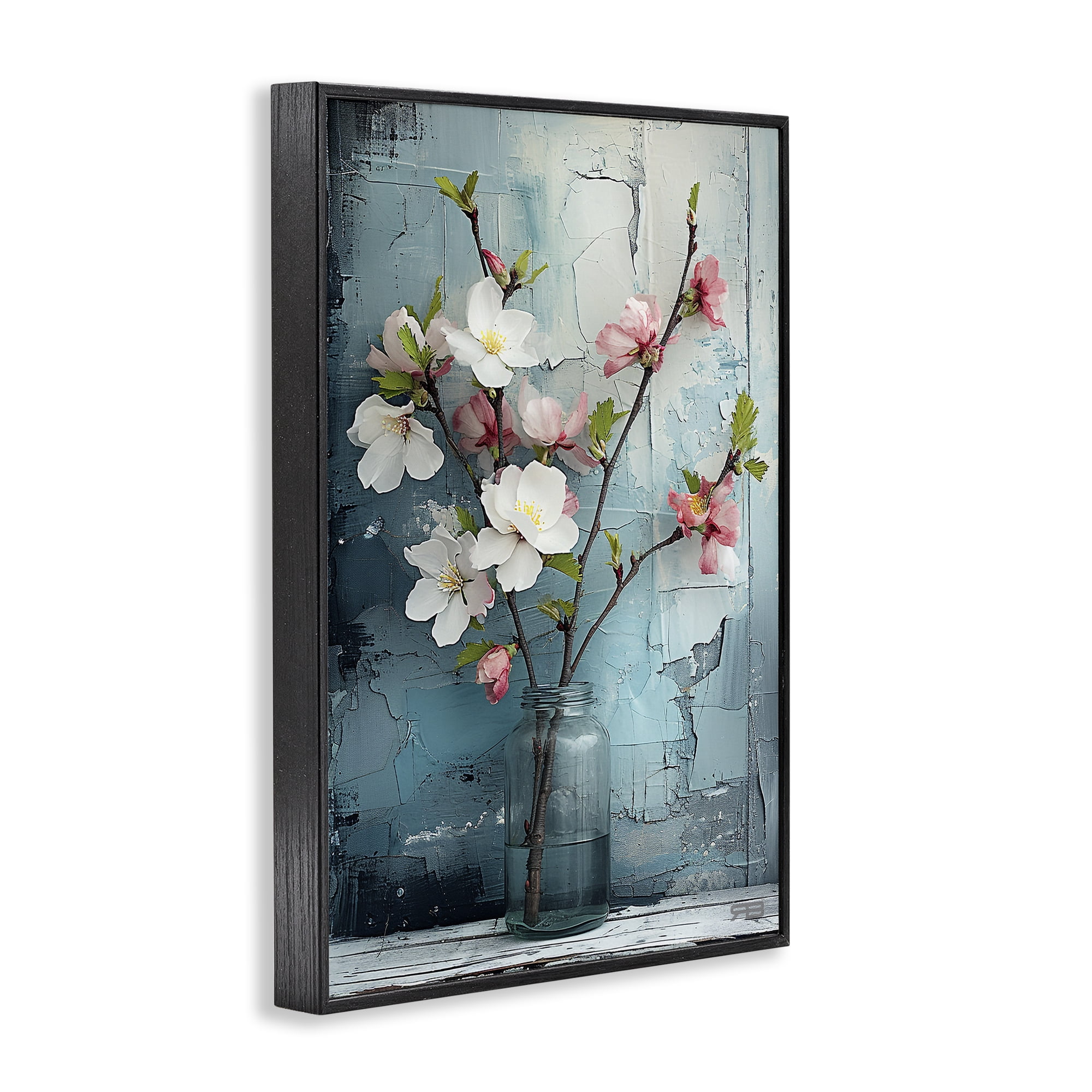 Stupell Industries Distressed Magnolia Vase Botanical & Floral Painting Black Framed Art Print Wall Art, 20 x 30