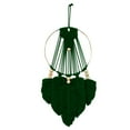 thumbnail image 4 of Decoración de pared con flecos de macramé, hojas minimalistas, círculos, tejido a mano verde, 4 of 9