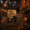 thumbnail image 4 of Vintage Halloween Garden Flag,This Is My Happy Place Double Sided Yard Flag,Pumpkin Black Cat Haunted Castle Bat Decorative Flag for Outdoor Porch Lawn,Waterproof Durable Farmhouse Halloween Decor, 4 of 6